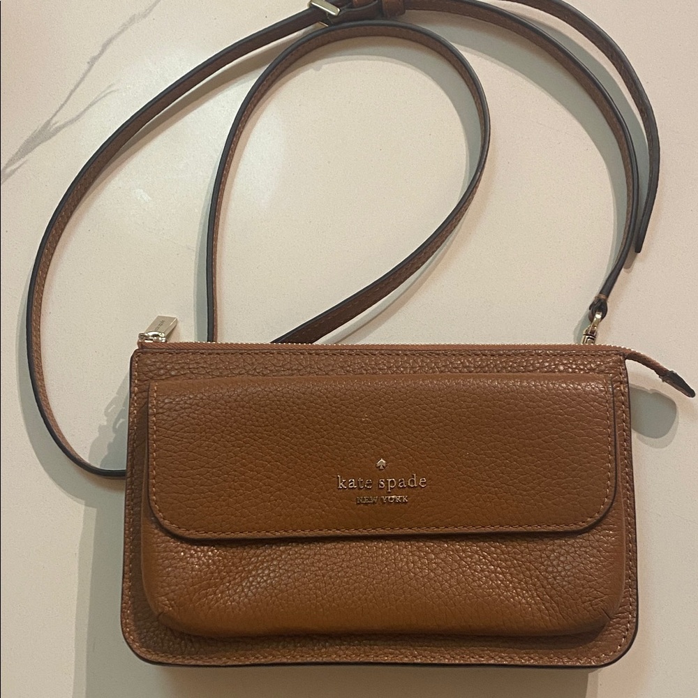 Kate Spade small crossbody in tan pebbled leather